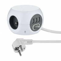 Bloc Multiprises Mini Cube Electraline - 3 Prises, 3 Ports USB à 20.85 €