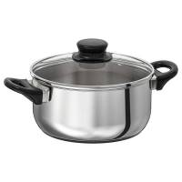 Faitout avec couvercle, verre/acier inoxydable à 6.99 €