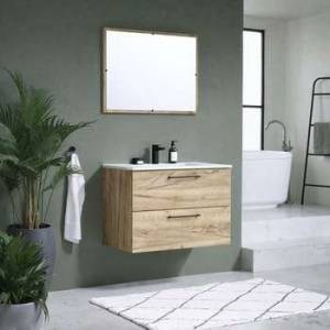 Meuble simple vasque, 2t l.80 x H.55 x P.45 cm, effet chêne, Serena à 149.9 €