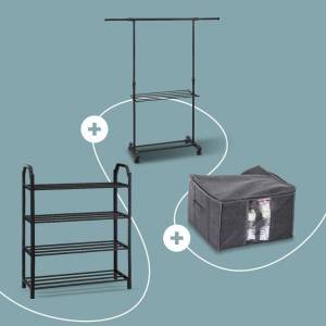 Kit organisation dressing avec range-chaussures, portant à vêtements et housse de rangement (5five.com) à 21.97 €