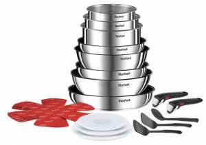 Batterie de cuisine 20 pièces Tefal Ingenio - Poêles, Casseroles, 2 poignées amovibles, Induction, L897SK04 à 129.99 €
