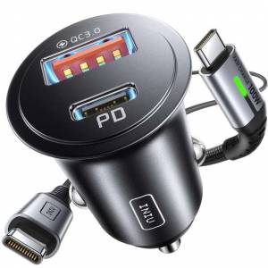 [Prime] Chargeur Allume Cigare INIU Charge Rapide 60W + Cable 1m (via coupon - Vendeur tiers) à 8.66 €