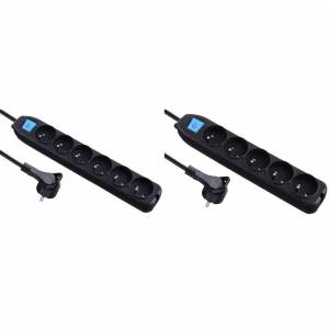 Lot de 2 multiprises Electraline Interrupteur/fiche Plate 1,5 m Noir 5 et 6 prises à 13.96 €