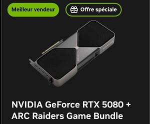 Carte graphique NVIDIA GeForce RTX 5080 + ARC Raiders Game Bundle à 1059 €
