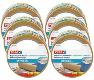 Lot de 6 rouleaux de rubans adhésif double face universel Tesa - 10 m x 50 mm à 12.74 €