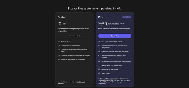 Essayer Plus gratuitement pendant 1 mois à 0 €
