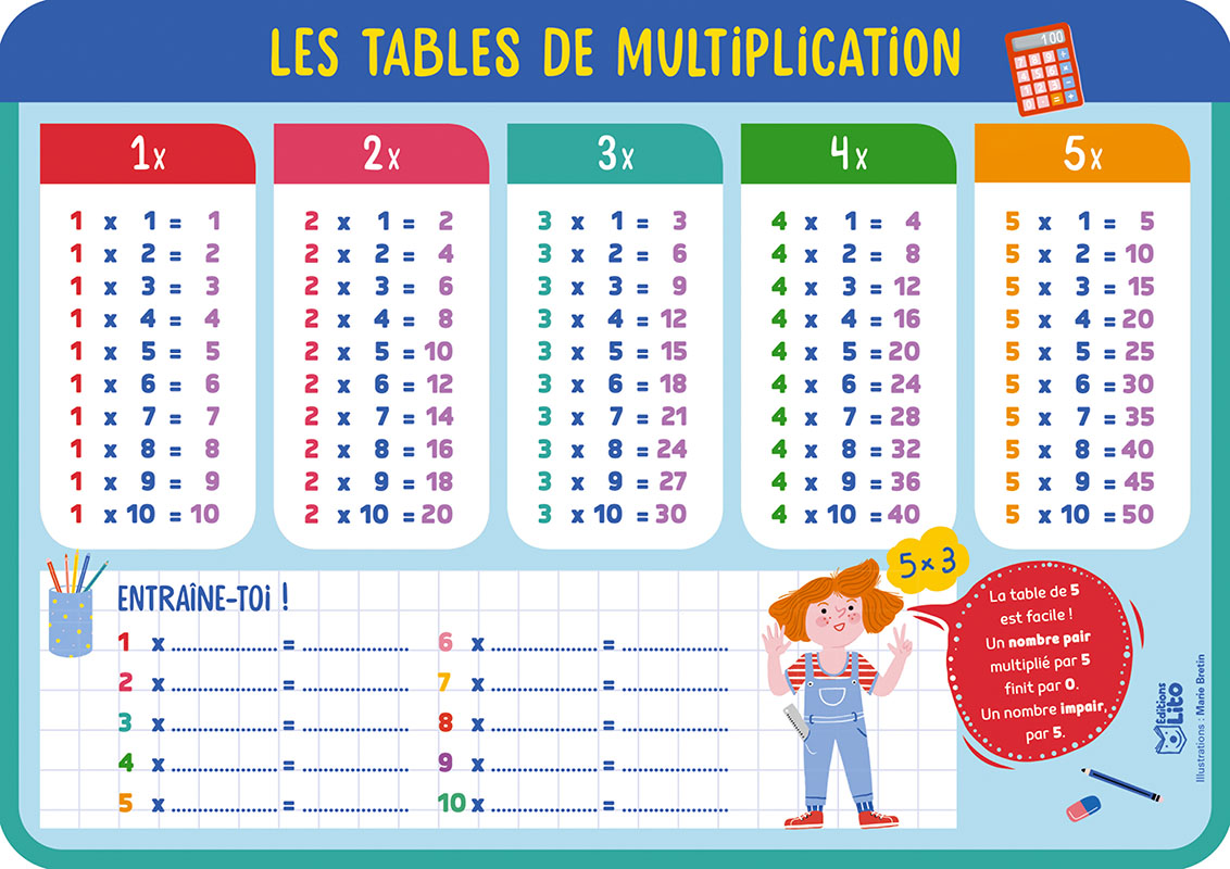 Ardoise tables de multiplication 2,90€ 