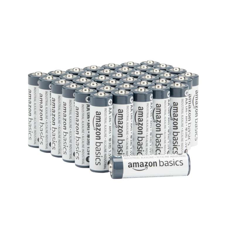 Amazon Basics Lot de 40 piles alcalines industrielles AA, 1,5 V, durée de conservation de 5 ans à 8.17 €