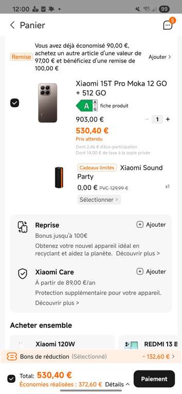 [Etudiants/Via app] Xiaomi 15T Pro 512go + cadeau offert ex : Xiaomi sound party. 430 € Via coupon étudiant, 10€ tous les 100€ + 150€ bonus à 0 €
