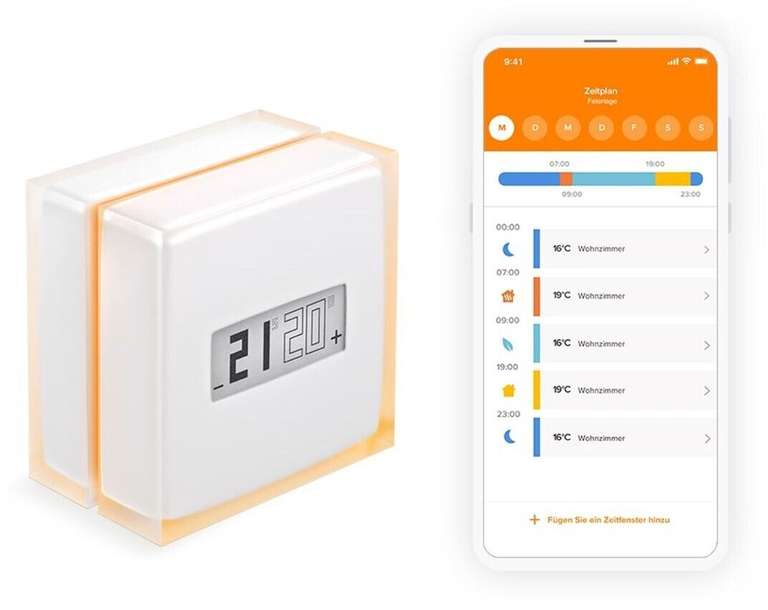 Thermostat sans fil Connecté Netatmo - compatible Fioul, Gaz ou Bois(compatible Homekit, Home, Alexa) à 84.99 €