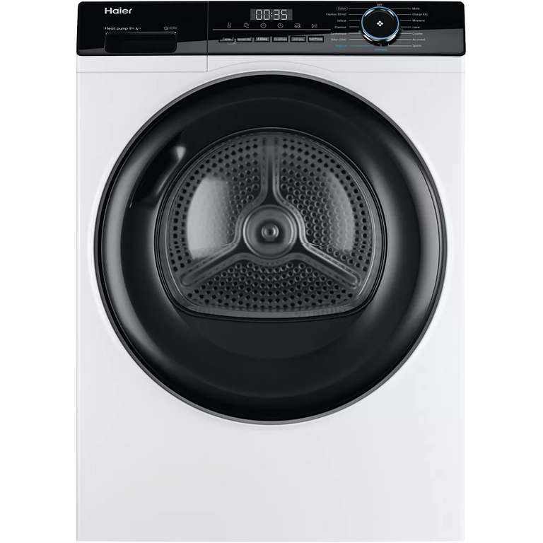 Sèche Linge Pompe à Chaleur Haier HD90-A2939-FR - 9 Kg, Programme Vapeur, Sonde Humidité, Départ Différé 24h à 399 €