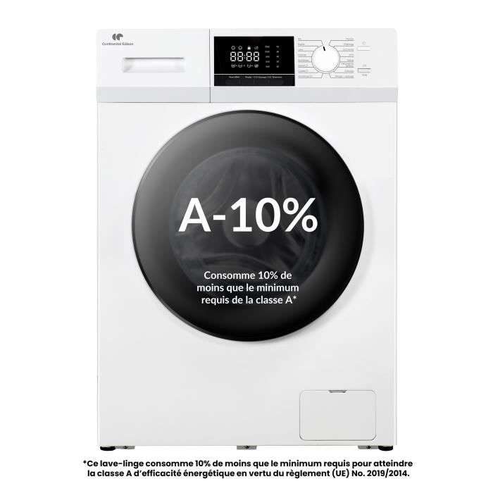 Lave-linge hublot - CONTINENTAL EDISON - CELL8140IW1 - 8kg - Moteur induction - 60 cm - 1400 trs/min - Blanc à 259.99 €