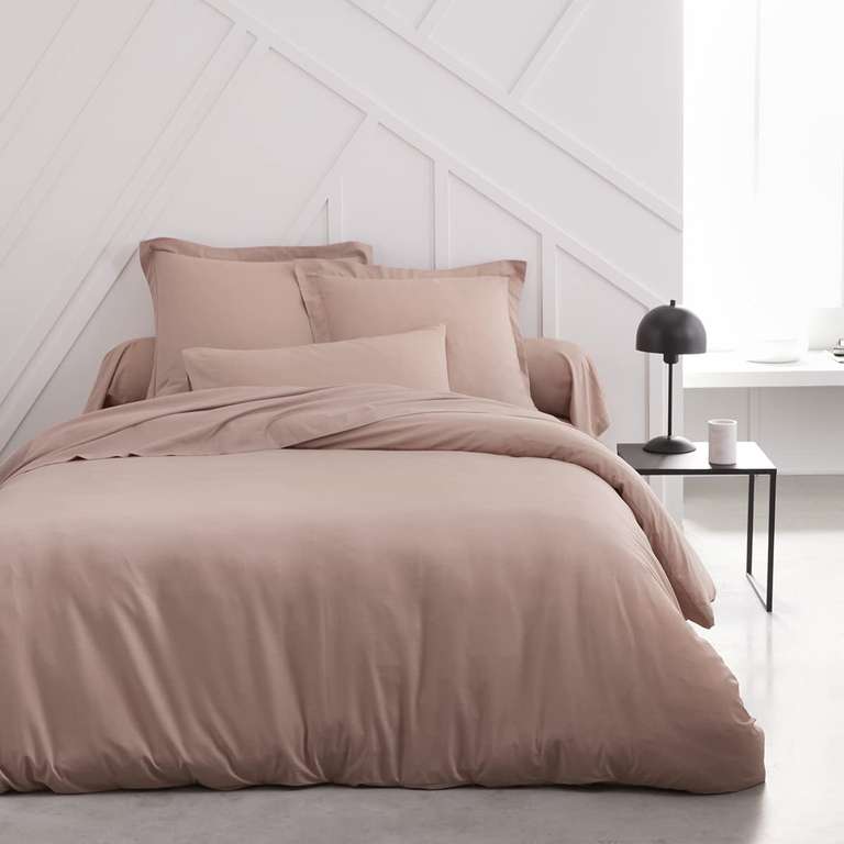 Housse de Couette 220X240 - 100% Coton (Rose ou Craie) à 13 €