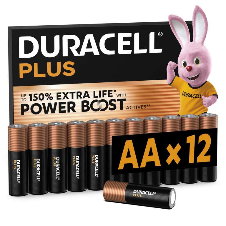 Piles Duracell Plus AA (x12) 1,5V alcalines - jusqu’à 100 % plus longues, sans plastique à 9.99 €