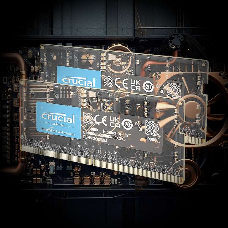 Kit de mémoire SO-DIMM DDR5 Crucial - 64 Go, 5600 MT/s, CAS46 à 1,1V à 199.99 €