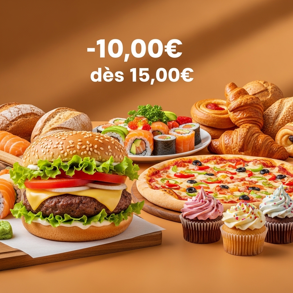 Livraison repas : 10 € offerts dès 15 € de commande