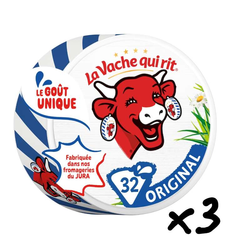 Lot de 3 Boites de 32 Portions de Fromage à Tartiner La Vache Qui Rit (Via 7,19€ en Bon d'Achat & 4,32€ d'ODR) - Drive Participants à 2.86 €