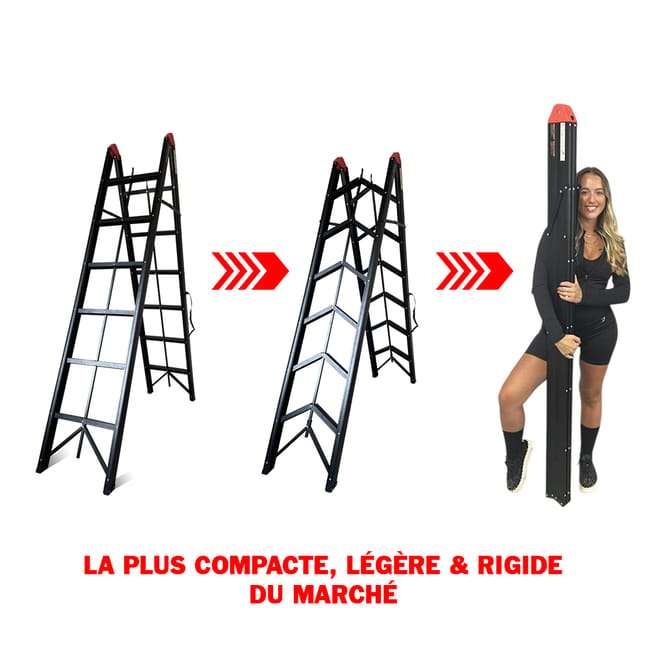 Escabeau Pliant 2m10 avec Système de Pliage très Innovant, permettant une taille très compacte une fois repliée (Vendeur Tiers) à 139 €