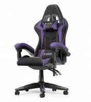 Chaise gaming Bigzzia (noir/violet) – accoudoirs réglables, coussin lombaire + têtière à 65.99 €