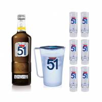 Bouteille de 70cl Pastis de Marseille 51 45% - avec 6 Verres & 1 Carafe à 26.99 €