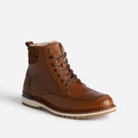 Boots cranté fourré en cuir cognac (du 40 au 44) à 60 €