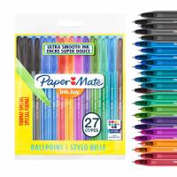 Assortiment de 27 Stylos à Bille Paper Mate InkJoy 100ST - 10 Couleurs Différentes, Pointe Moyenne à 3.95 €