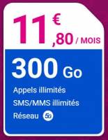 Forfait Mobile Reglo Mobile 5G + Appels/SMS/MMS Illimités avec 300 Go de Data dont 17 Go en Europe et DOM (sans engagement - Réseau SFR) à 11.8 €