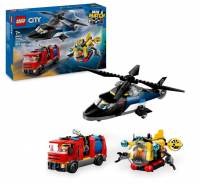 LEGO City 60462 Hélicoptère, Camion de Pompiers et sous Marin (via 13,6€ de fidélité, OU 60414 La Caserne et le Camion de Pompiers à 45,99€) à 29.39 €