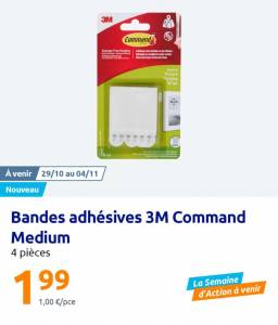 Bandes adhésives 3M command Medium à 1.99 €