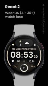 Cadran smartwatch React 2 Watch Face gratuit sur Android (Dématérialisé - Wear OS) à 0 €