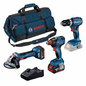 [Membres C-Casto] Kit Brushless 18V Bosch Professional - Perceuse Percu GSB 18V-45, Meuleuse GWS 18V-7, Boulonneuse GDX 18V-200, 2 batt 5Ah à 382.42 €