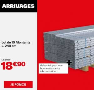 Lot de 10 rails montants M4835 NF - 48 x 2490 mm à 18.9 €