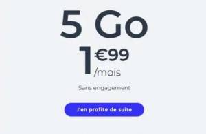 Forfait mobile Cdiscount Mobile Appels/SMS/MMS illimités + 5 Go de Data 4G (Sans engagement) à 1.99 €