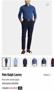 Polo Ralph Lauren à 67.5 €