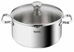 Faitout Tefal - 24 cm, Induction, Acier inoxydable 18/10, Garantie 10 ans, Couvercle filtrant en verre, Base 3 couches, Duetto A7054663 à 35.99 €