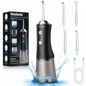 Hydropulseur Dentaire Vexloria 300 ML Avec 3 Modes de Pression d'eau et 4 Embouts, Rechargeable, Étanche IPX7 (vendeur tiers) à 16.05 €