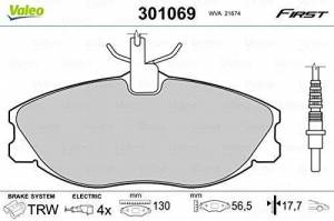 Lot de 4 Plaquettes de Frein First Valeo 301069 à 16.99 €
