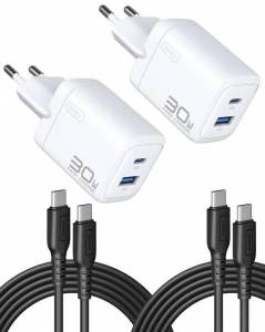 2 chargeurs Iniu 30 W USB C avec 2 câbles USB-C (Vendeur Tiers) à 16.99 €