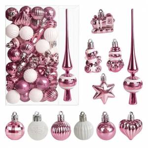 Lot de 34 Boules de Noël Boules de Noël Or Rose Plastique Incassable à 4.99 €