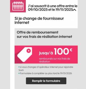 Jusqu'à 100€ remboursés sur vos frais de résiliation via ODR à 0 €