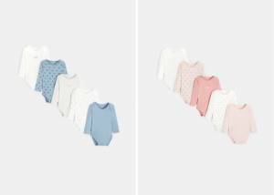Lot de 5 body manches longues - Bleu ou rose, Plusieurs tailles disponibles à 11.49 €
