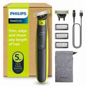 Tondeuse et rasoir à barbe électrique Philips OneBlade 360 - Authentique, 2x 360 lames, 3x peignes à barbe (1,3,5mm), QP2724/31 à 29.99 €