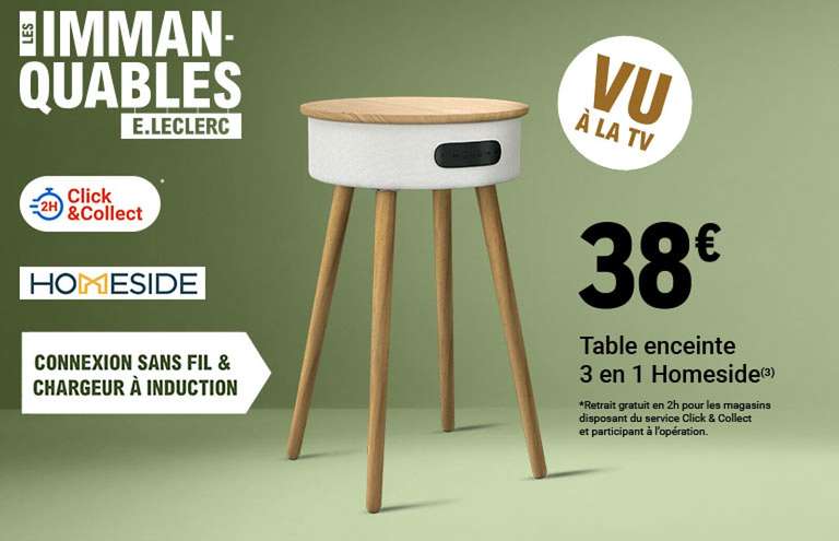 Table d'appoint - enceinte et chargeur à induction à 38 €