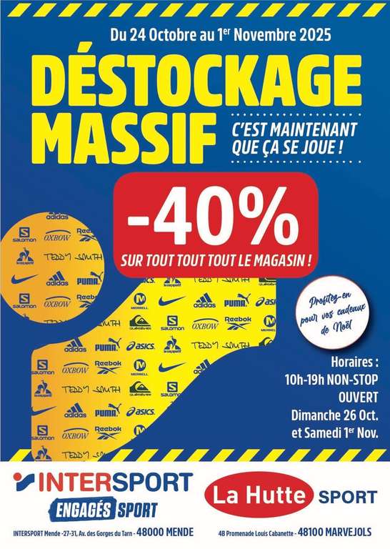 Intersport Mende -40% sur TOUT à 60 €