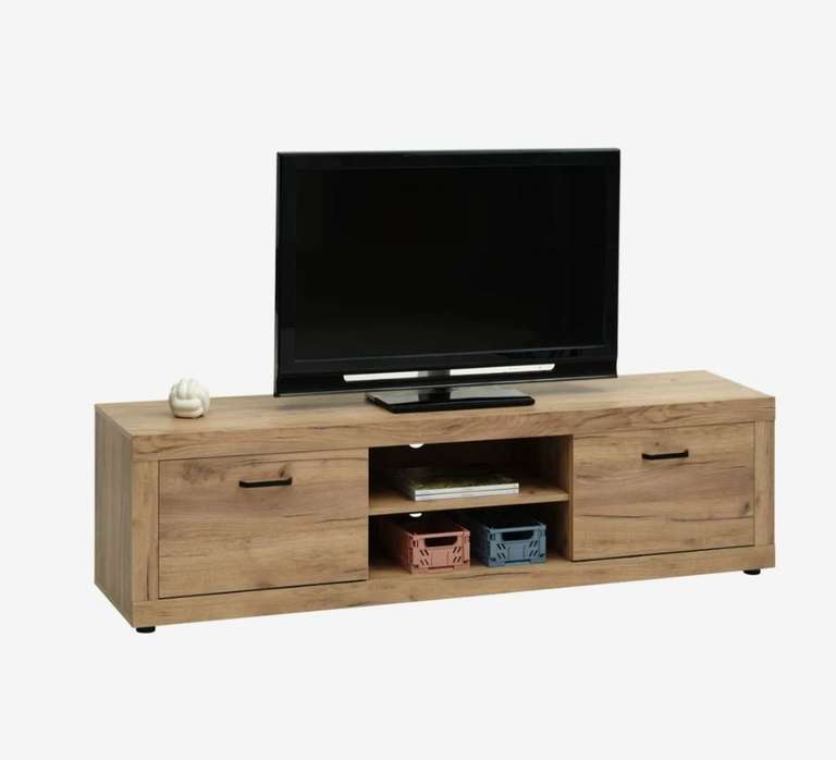 Meuble TV LINTRUP 2 portes coloris chêne naturel - l180 x H50 x P40 cm à 125 €