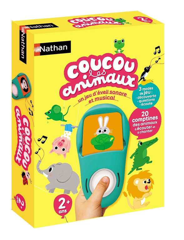 Jeu Educatif Nathan 2+ ; Coucou les Animaux, Jeu d'Eveil Sonore et Musical Interactif (via coupon) à 13.99 €