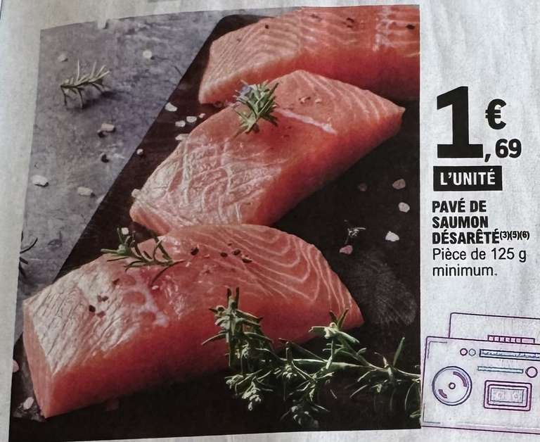 Pavé de saumon désarêté - la pièce de 125g minimum - Sélection de magasins en Occitanie à 1.69 €