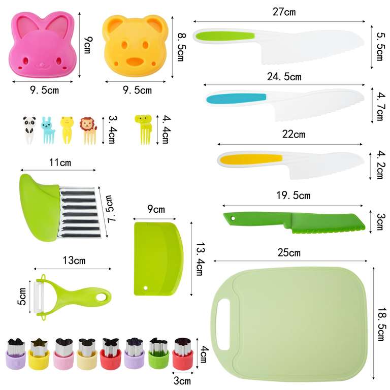 29PCS Set de Couteaux Cuisine pour Enfants, Couteau Cuisine Enfant avec Couteaux en Bois et Plastique Planche à Découper, etc à 8.38 €