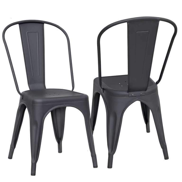 Lot de 2 Chaises de Salle à Manger en métal - Style Industriel, empilable, avec Dossier (Vendeur Tiers) à 39.95 €