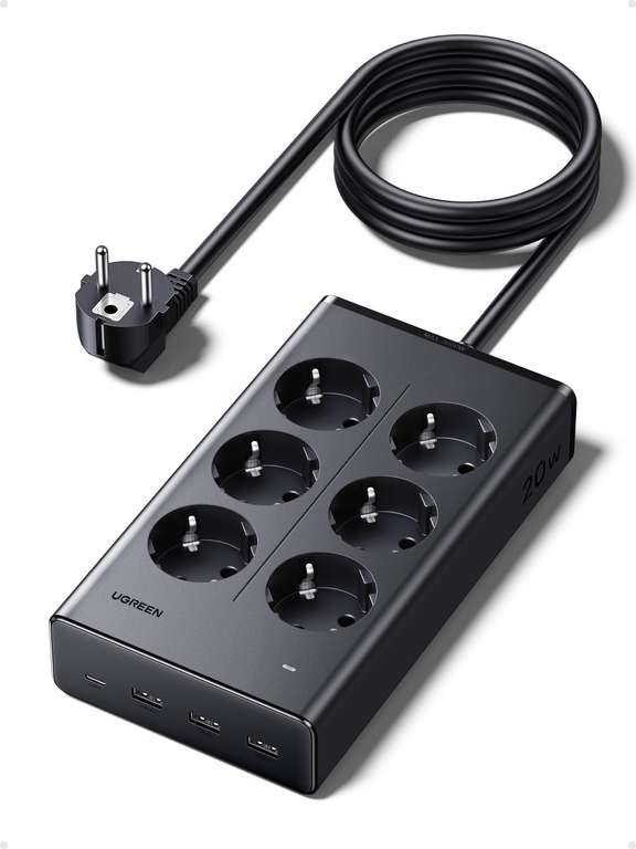 Multiprise parafoudre et surtension UGREEN 10-en-1 - 3680W, 6 Prise AC, 4 USB dont 1 USB-C PD 20W (Vendeur tiers, via coupon) à 23.99 €